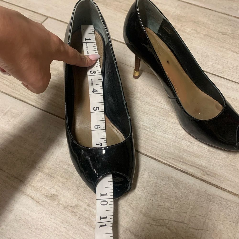 Tory Burch Rea Black Patent Peep Toe Heels - Picture 9 of 14